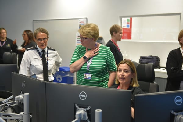 Nicola Beach, Chief Executive of Suffolk County Council, having a tour of the new control room
