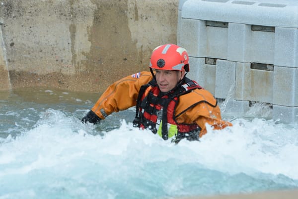 A member of the SFRS water and flood rescue unit during a training exercise