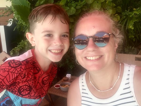 Kathryn Dench and her son