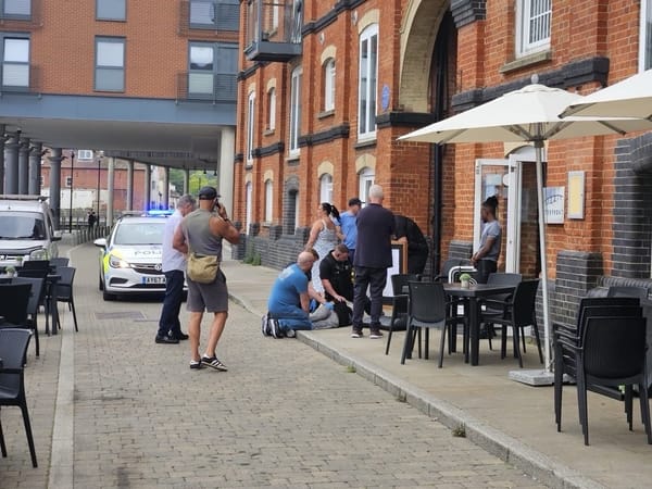 The suspect was promptly detained by police outside the Waterfront