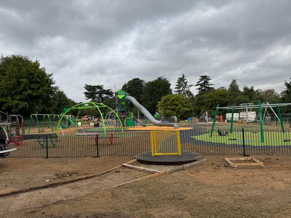 The new play area at Chantry Park under construction