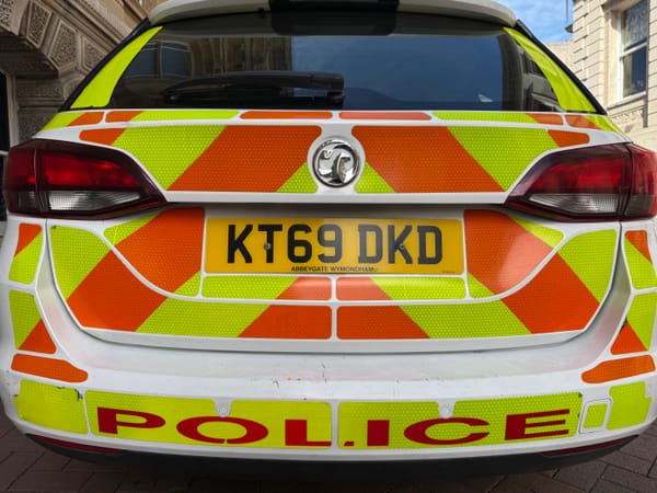 The back of a police car