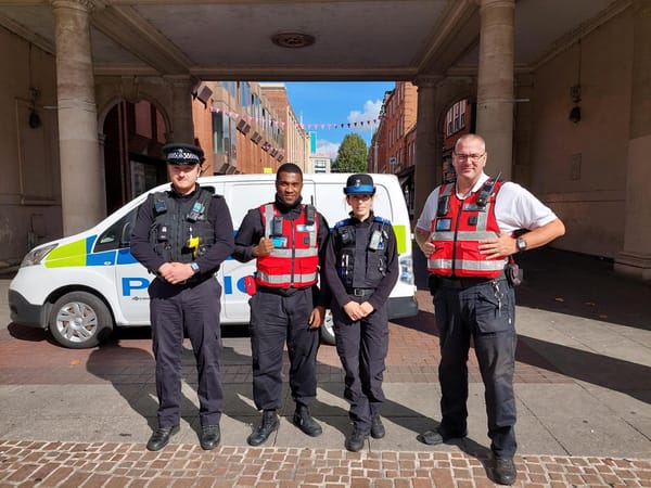 PC Avery and PCSO Mortimer were joined by colleagues from the Street Security team