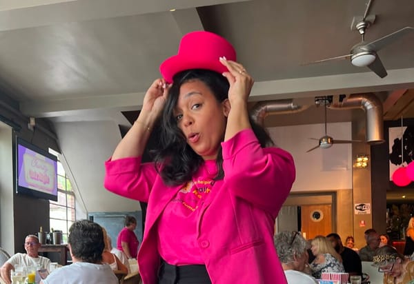 Nadine Wood as Quizmaster at a charity quiz