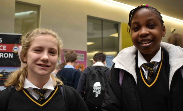 Two youngsters from Stoke High School at the FutureSkills Fair held in Ipswich