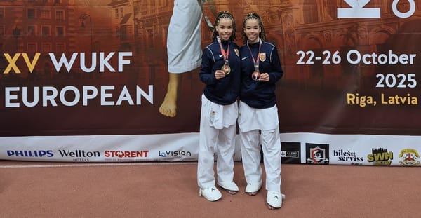 Taia and Tahjae in Latvia with their medals