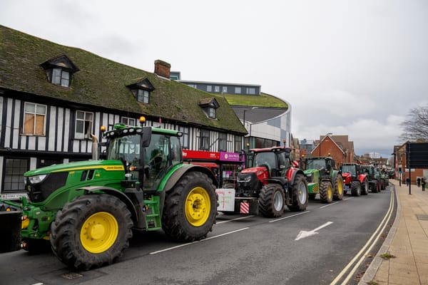 Tractors travelling down Fore Street in Ipswich