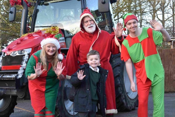 Santa and schoolchildren