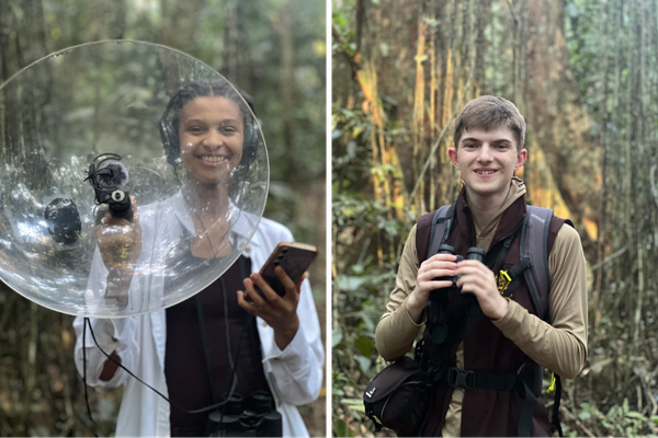 Two young people in rainforest
