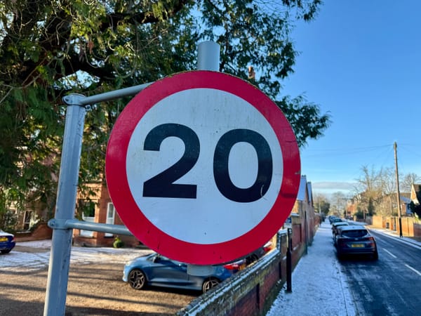 A 20mph sign on a residential road in Ipswich